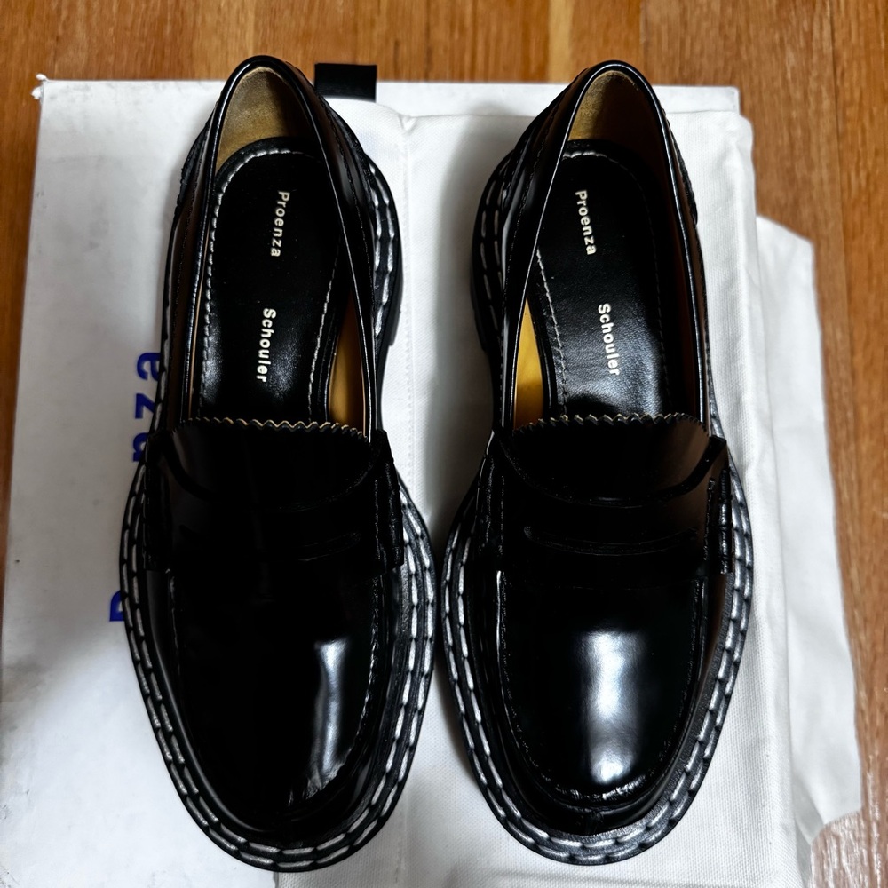 Proenza Schouler Black Leather Lug Sole Platform Loafers EU 35 NWT - Picture 5 of 16